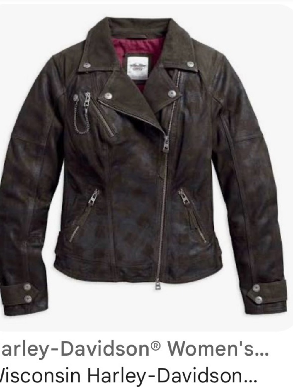 Harley-Davidson Women's Brown Distressed Leather Moto Jacket